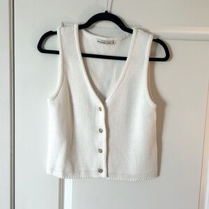 Abercrombie & Fitch Mara Button Up Sweater Vest in White size M NWOT